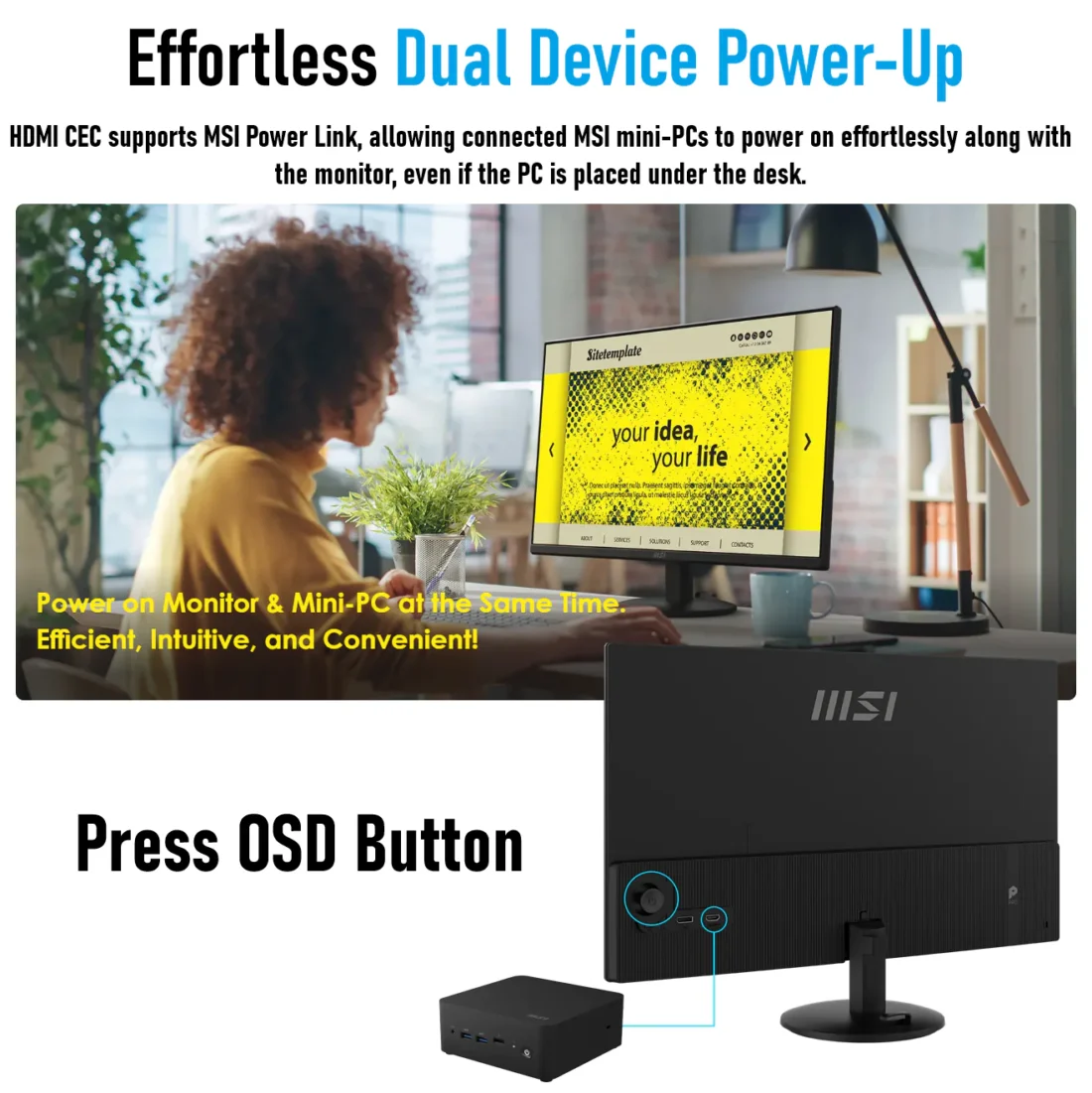 MSI PRO MP272L Monitor – 27-Inch Full HD IPS Business Display with 100Hz Refresh Rate, Eye Care Technology, HDR, and Frameless Design