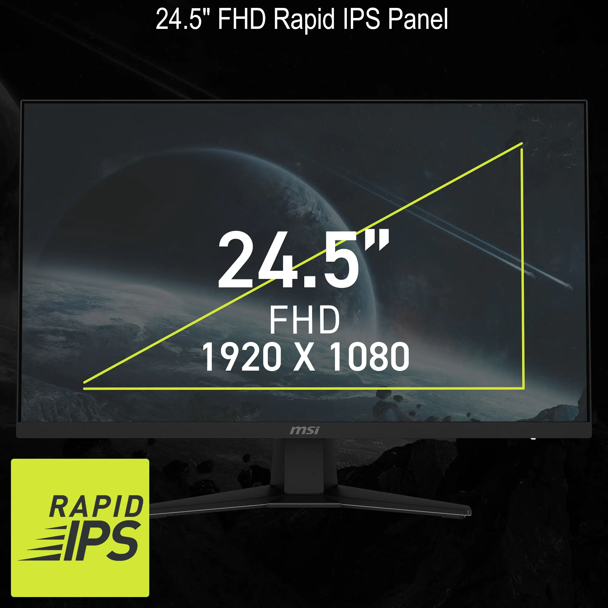 MSI MAG 255F E20 Monitor – 24.5-Inch FHD Rapid IPS Gaming Display with 200Hz Refresh Rate, 0.5ms Response Time, HDR, Adaptive Sync, and Tilt Stand