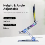 T671-B Laptop Stand – Adjustable Aluminum Laptop Stand with RGB Cooling Fan for 7 to 17 Inch Devices | PCMac Lebanon