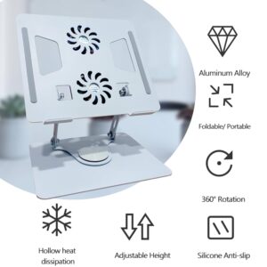 YL-906 Aluminum Laptop Stand – Adjustable Ergonomic Laptop Riser with Dual Cooling Fans and 360° Rotating Base | PCMac Lebanon