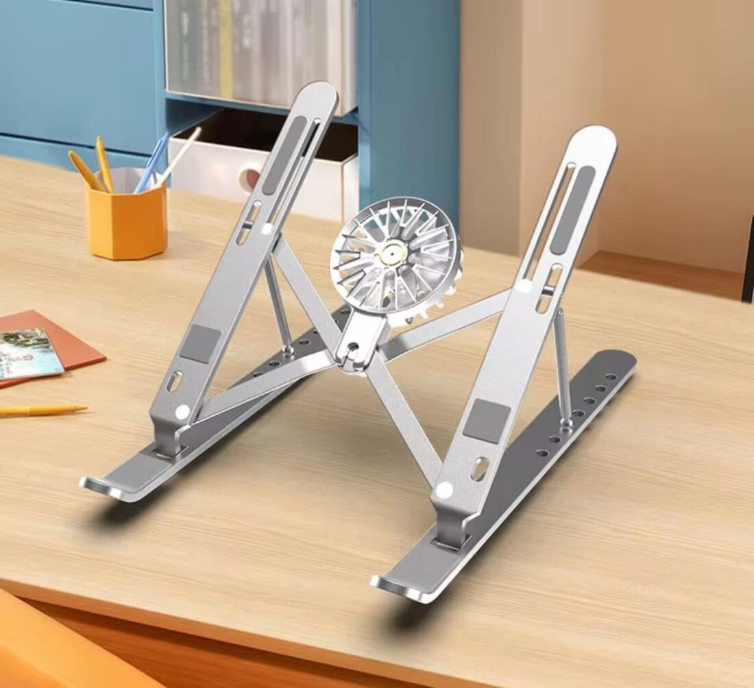 Adjustable Laptop Stand with USB Detachable Cooling Fan – Foldable Heat-Dissipating Riser for 10″–17″ Laptops | PCMac Lebanon