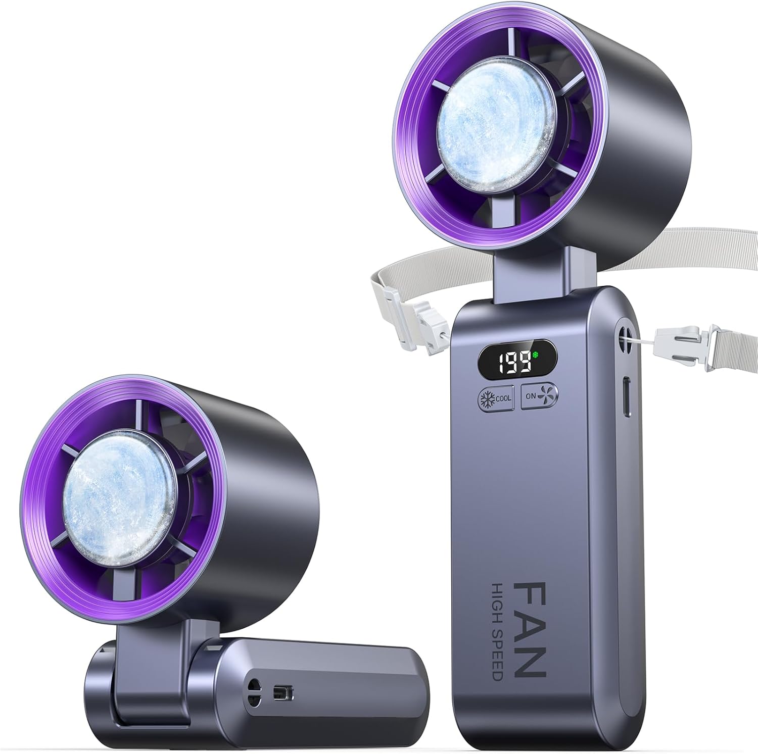 Handheld Portable Fan with Ice Cooler – 199-Speed Rechargeable Mini Fan with 20000 RPM and 5500mAh Battery | PCMac Lebanon
