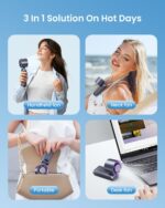 Handheld Portable Fan with Ice Cooler – 199-Speed Rechargeable Mini Fan with 20000 RPM and 5500mAh Battery | PCMac Lebanon