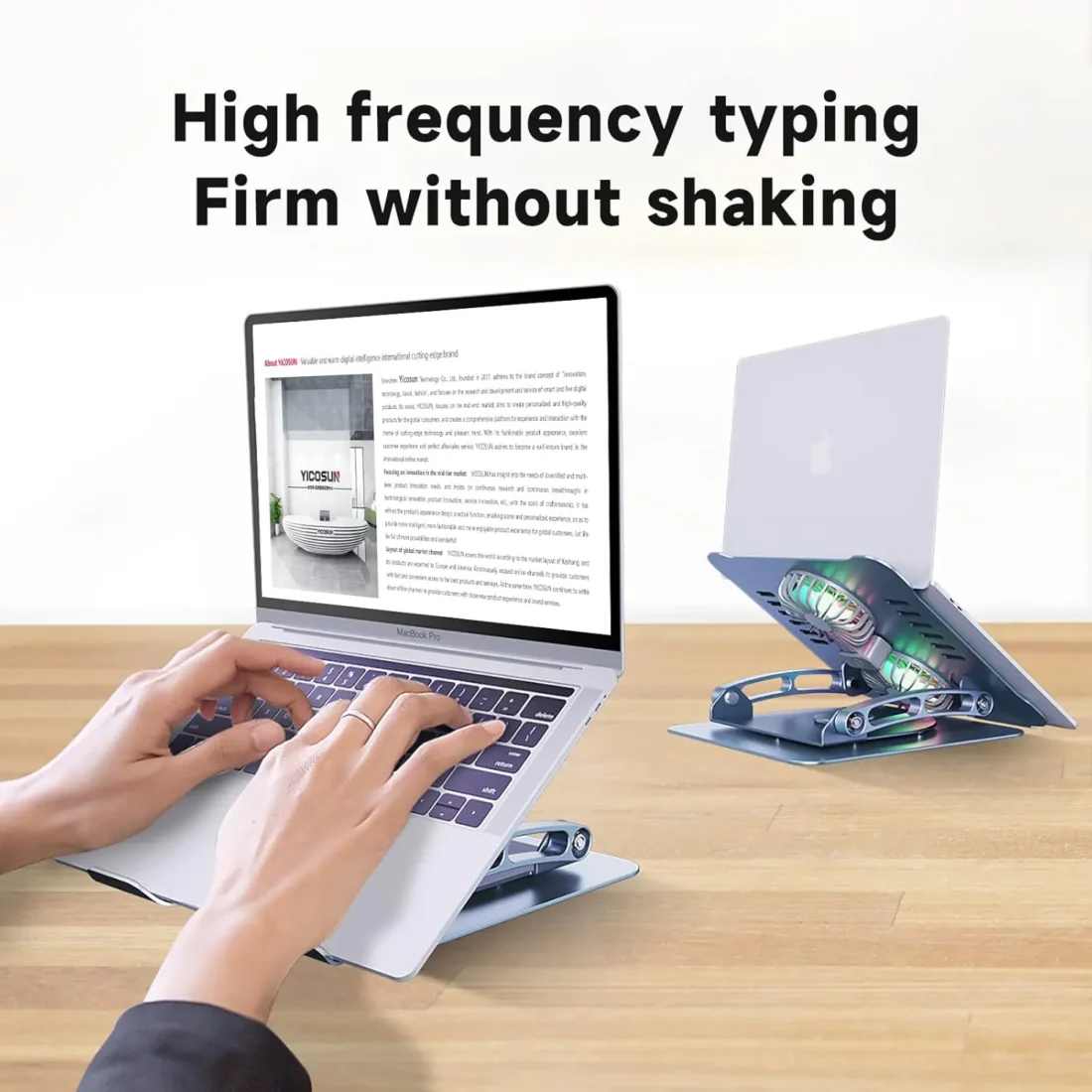 T671-B Laptop Stand – Adjustable Aluminum Laptop Stand with RGB Cooling Fan for 7 to 17 Inch Devices | PCMac Lebanon