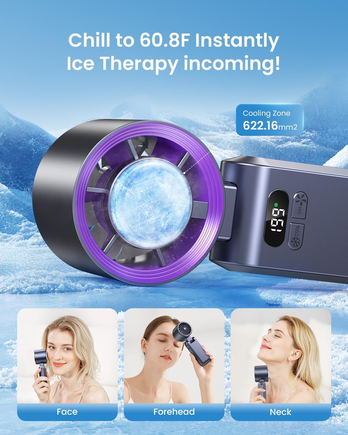 Handheld Portable Fan with Ice Cooler – 199-Speed Rechargeable Mini Fan with 20000 RPM and 5500mAh Battery | PCMac Lebanon
