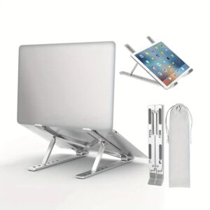 Ultra Compact Laptop Riser Stand – 6-Level Adjustable Foldable Aluminum Laptop Holder for 10 to 17 Inch Devices | PCMac Lebanon