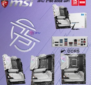 MSI MPG Z790 EDGE WIFI DDR5 Motherboard – White ATX board with PCIe 5.0, DDR5 7200+ MHz, Intel 14th Gen support, Wi-Fi 6E, 2.5G LAN, and 5x M.2 slots