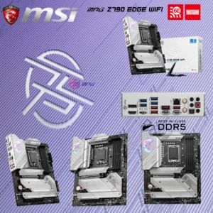 MSI MPG Z790 EDGE WIFI DDR5 Motherboard – White ATX board with PCIe 5.0, DDR5 7200+ MHz, Intel 14th Gen support, Wi-Fi 6E, 2.5G LAN, and 5x M.2 slots