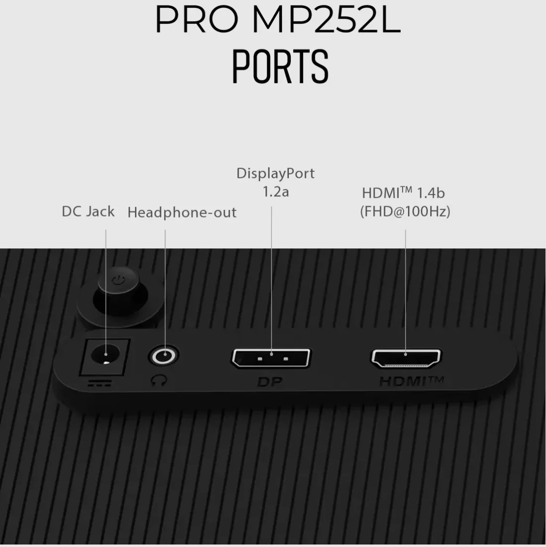 MSI PRO MP252L Monitor HDMI and DisplayPort ports on back panel
