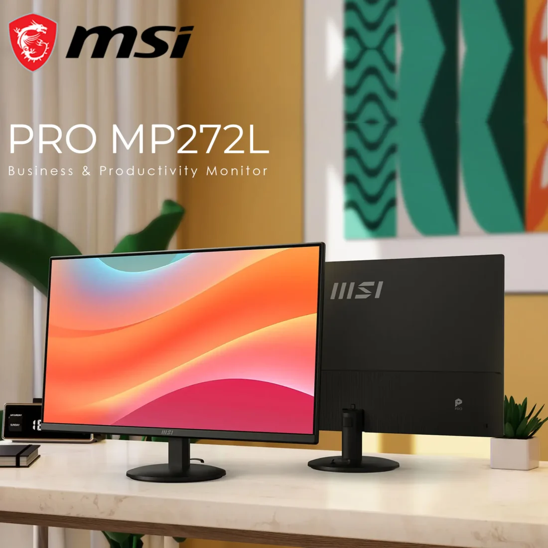MSI PRO MP272L Monitor – 27-Inch Full HD IPS Business Display with 100Hz Refresh Rate, Eye Care Technology, HDR, and Frameless Design