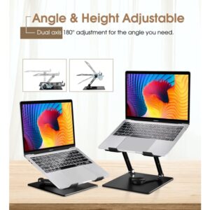 YL-906 Aluminum Laptop Stand – Adjustable Ergonomic Laptop Riser with Dual Cooling Fans and 360° Rotating Base | PCMac Lebanon