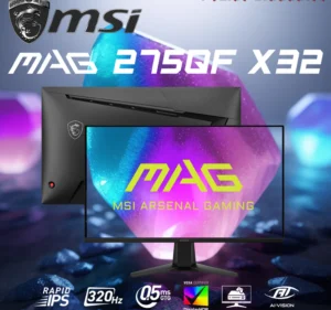 MSI MAG 275QF X32 Monitor – 27-Inch WQHD Rapid IPS Gaming Display with 320Hz Refresh Rate, 0.5ms Response, HDR400, Adaptive Sync, and HDMI 2.1