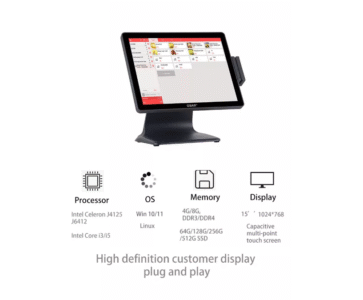 GSAN POS System GS-A3 with 15 inch touch screen, Intel Core i5 10th Gen, 16GB RAM, 256GB SSD, WiFi, LED8N Customer Display – PCMac Lebanon